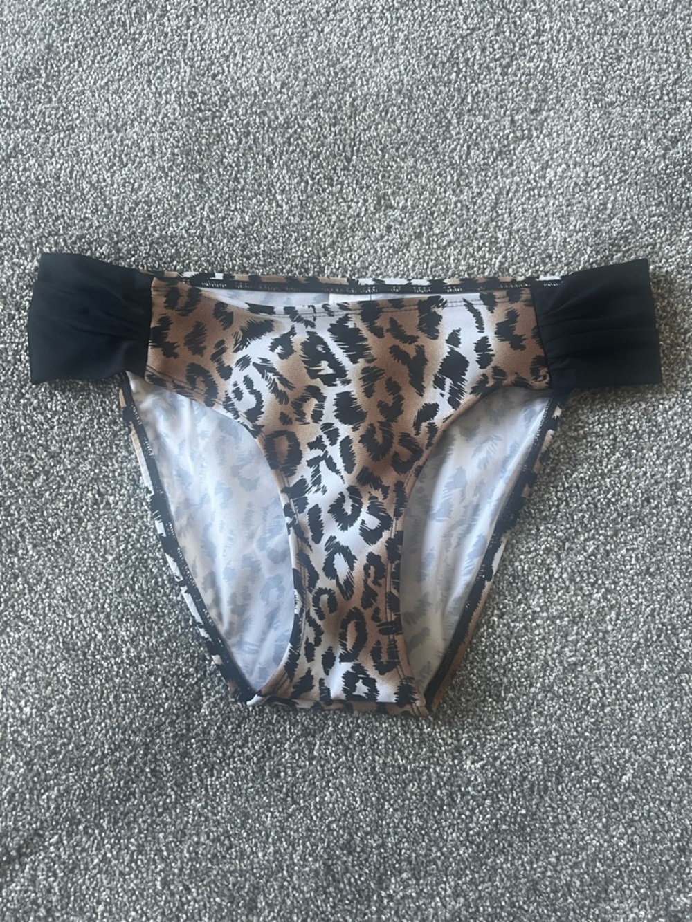 VENUS Leopard Print Women’s Bikini Bottom with Black Side Panels